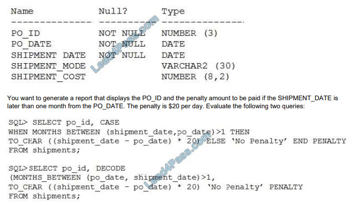 leads4pass 1z0-071 exam questions q10